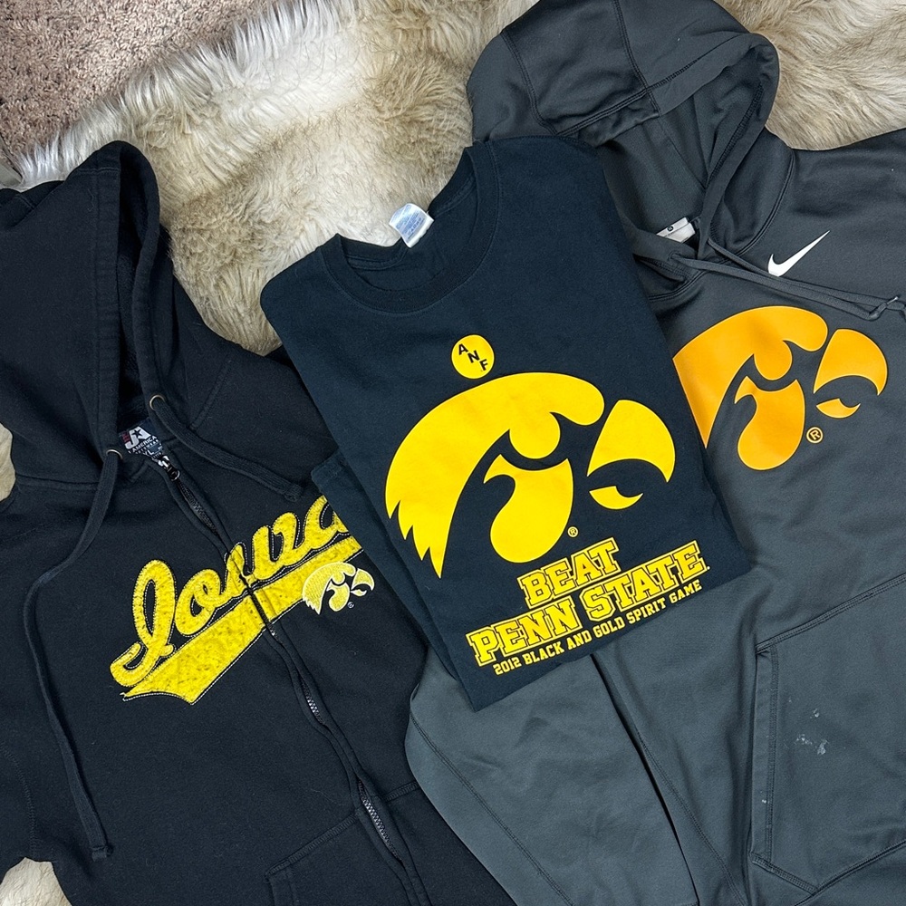 Iowa Hawkeyes Bundle | Nike Therma-Fit Hoodie + Iowa Zip Hoodie + Graphic Tee XL